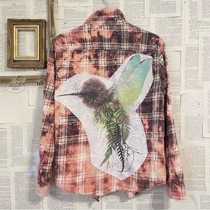 Custom Upcycled Bleached Flannel Shirt